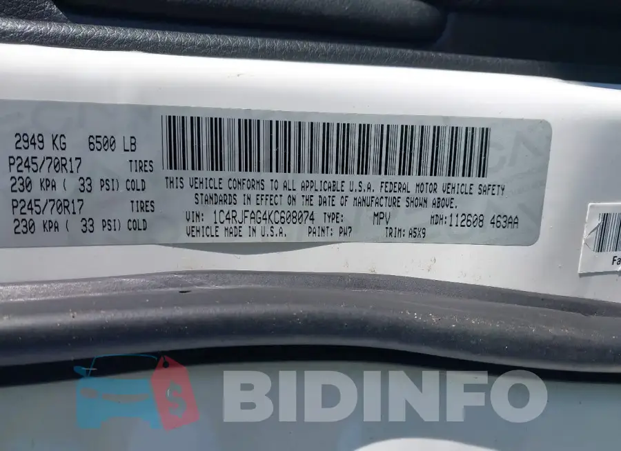 1C4RJFAG4KC608074 Photo# 9
