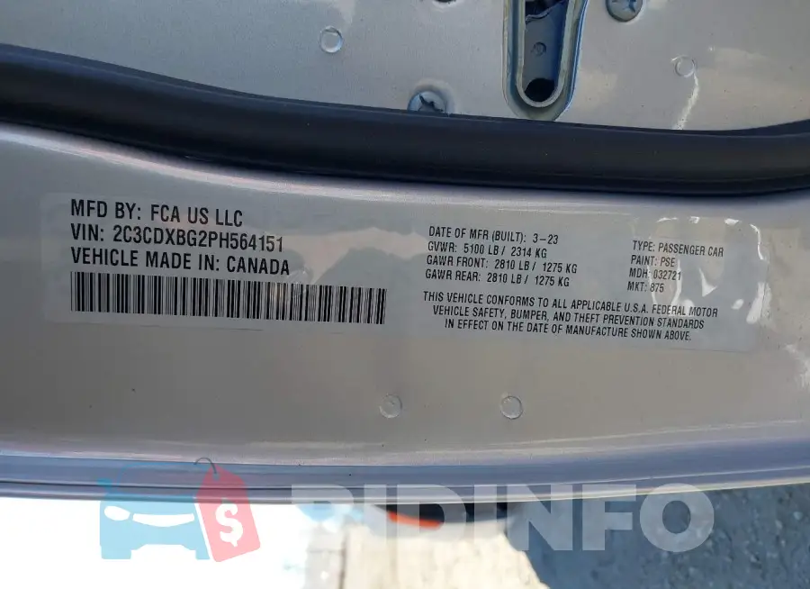 2C3CDXBG2PH564151 Photo# 9