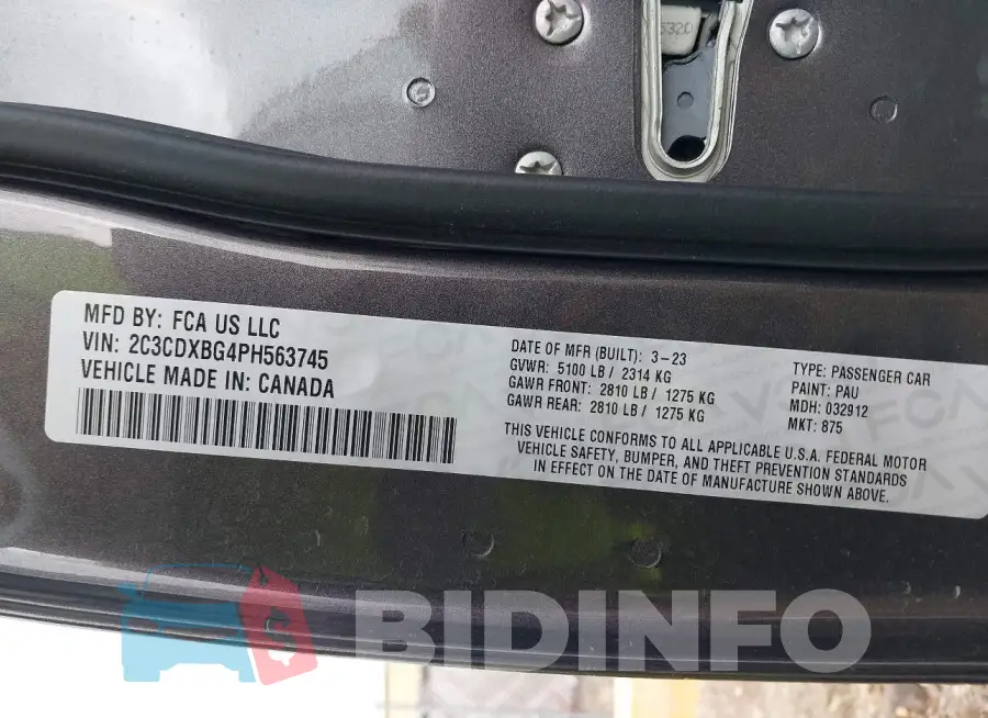 2C3CDXBG4PH563745 Photo# 9