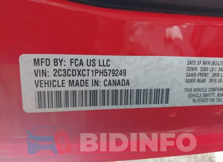 2C3CDXCT1PH579249 Photo# 9