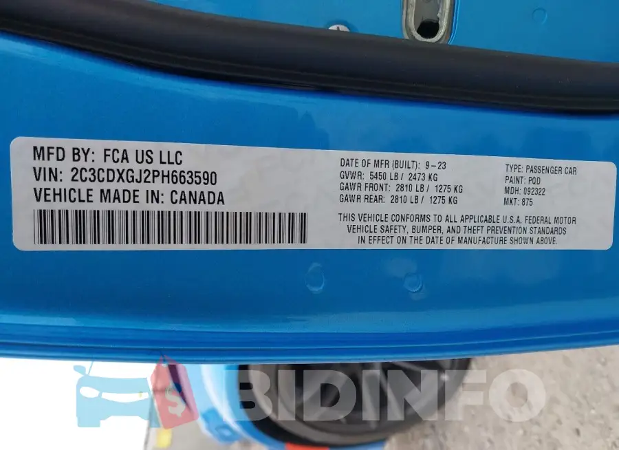 2C3CDXGJ2PH663590 Photo# 9