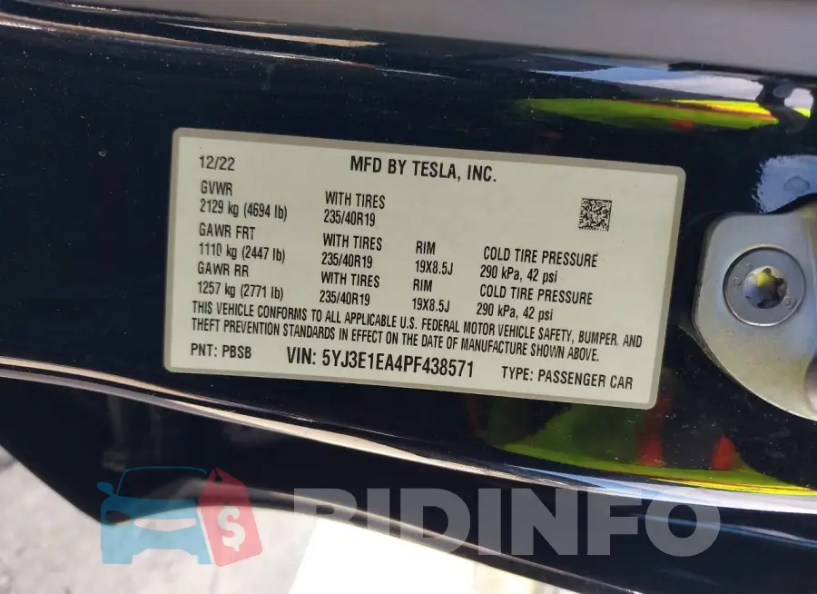 5YJ3E1EA4PF438571 Photo# 9