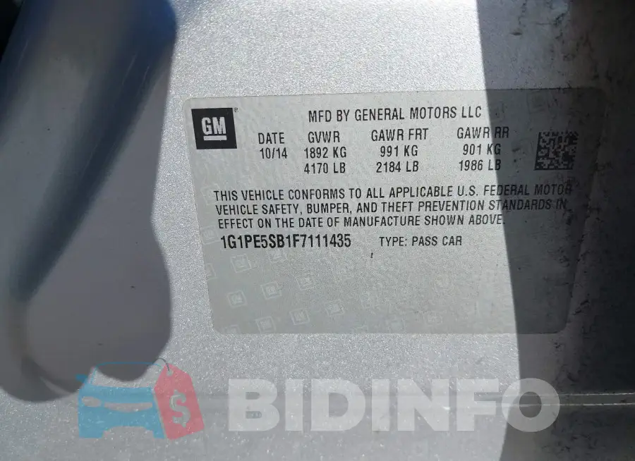 1G1PE5SB1F7111435 Photo# 9