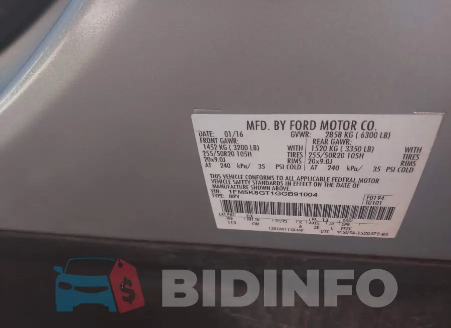 1FM5K8GT1GGB91004 Photo# 9