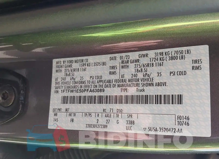1FTFW1E50PFA63089 Photo# 9
