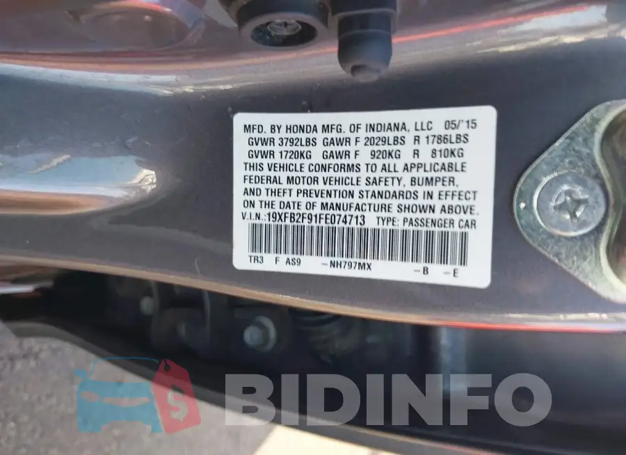 19XFB2F91FE074713 Photo# 9