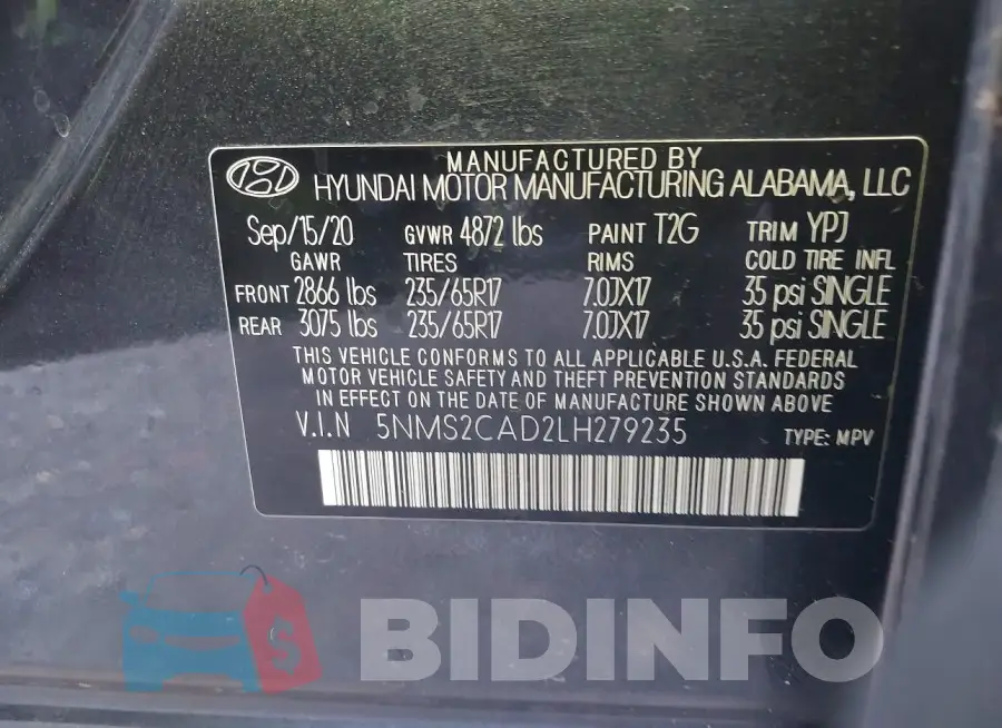 5NMS2CAD2LH279235 Photo# 9
