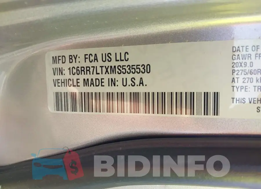 1C6RR7LTXMS535530 Photo# 9