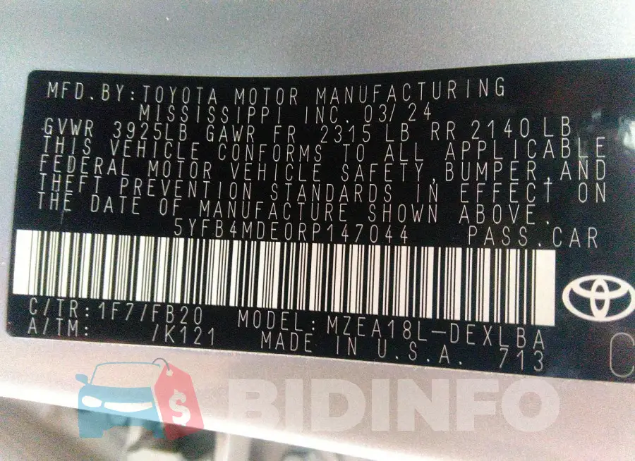 5YFB4MDE0RP147044 Photo# 9