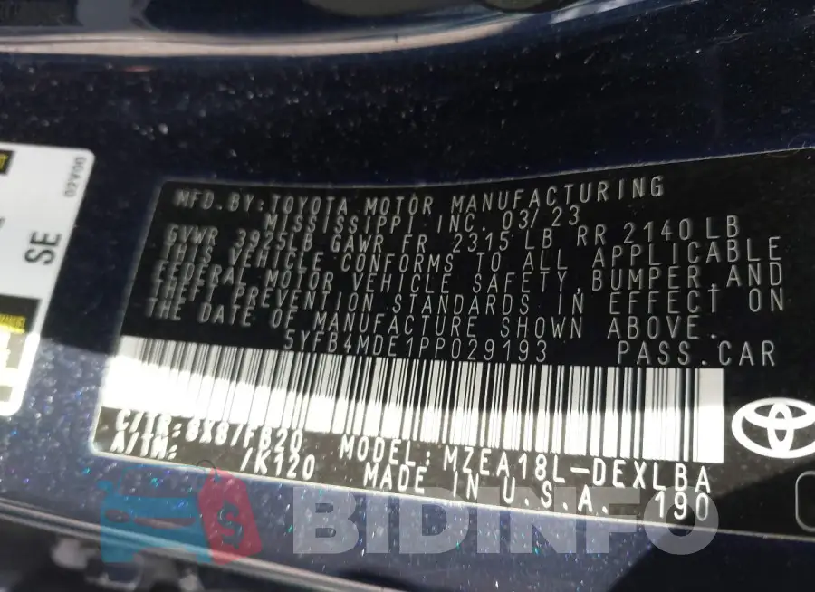 5YFB4MDE1PP029193 Photo# 9