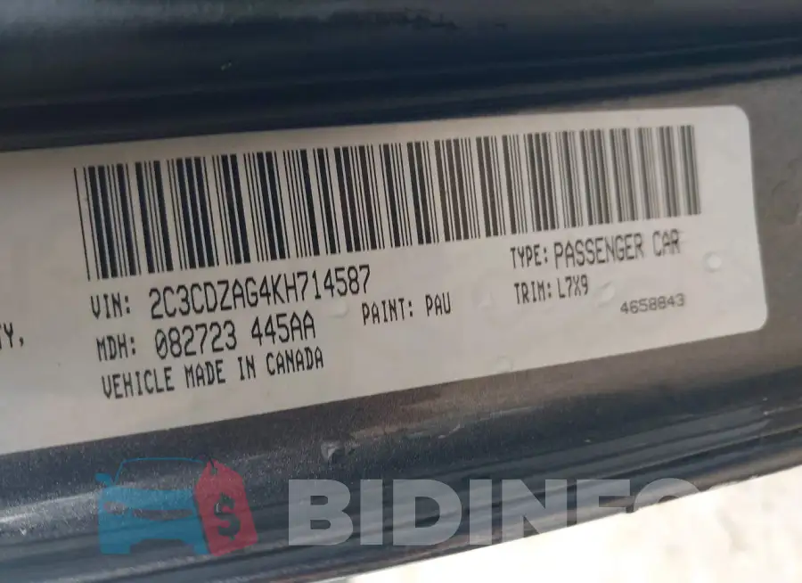 2C3CDZAG4KH714587 Photo# 9