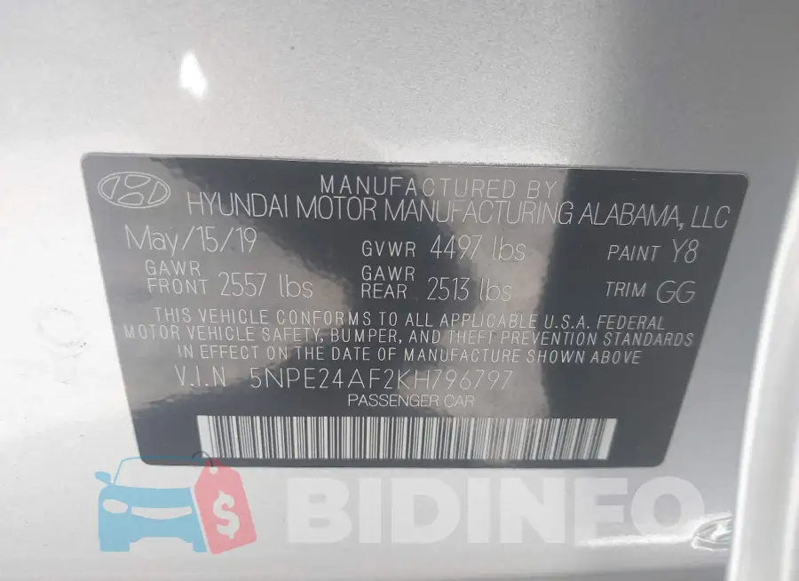 5NPE24AF2KH796797 Photo# 9