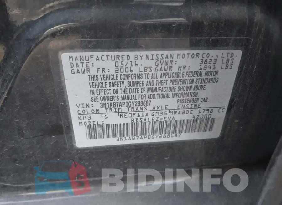 3N1AB7AP0GY288687 Photo# 9