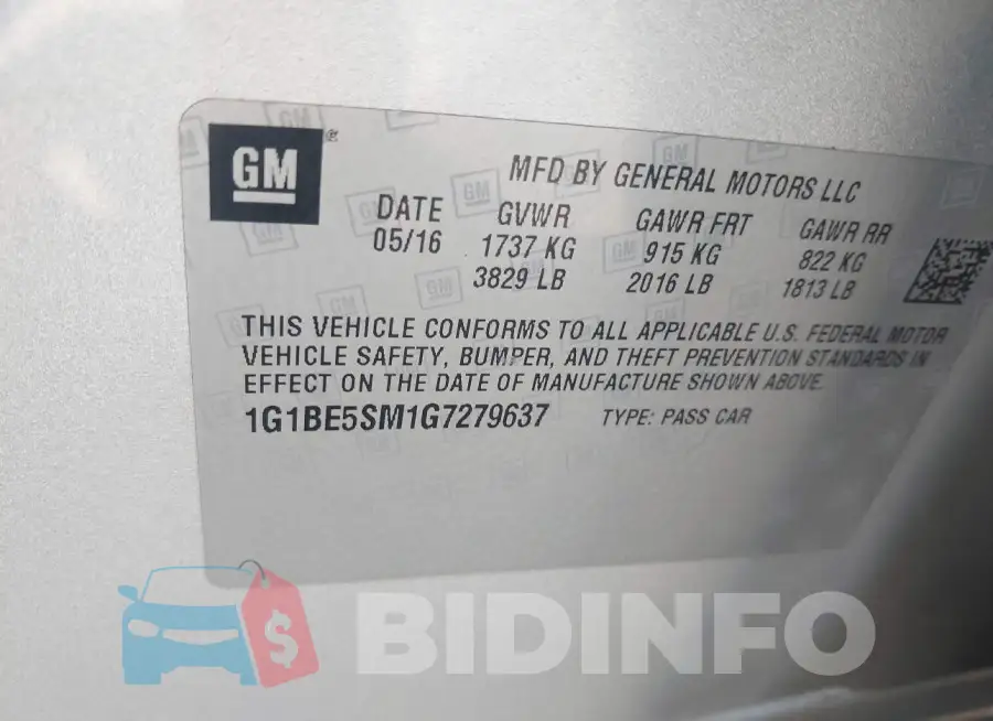 1G1BE5SM1G7279637 Photo# 9