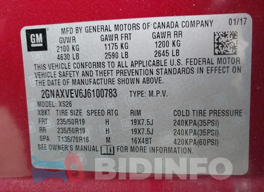 2GNAXVEV6J6100783 Photo# 9