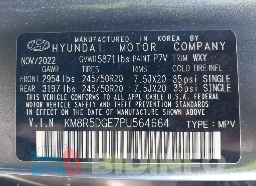 KM8R5DGE7PU564664 Photo# 9