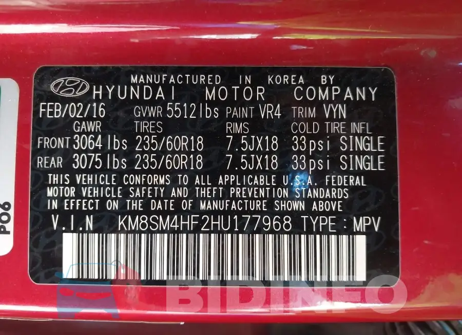 KM8SM4HF2HU177968 Photo# 9
