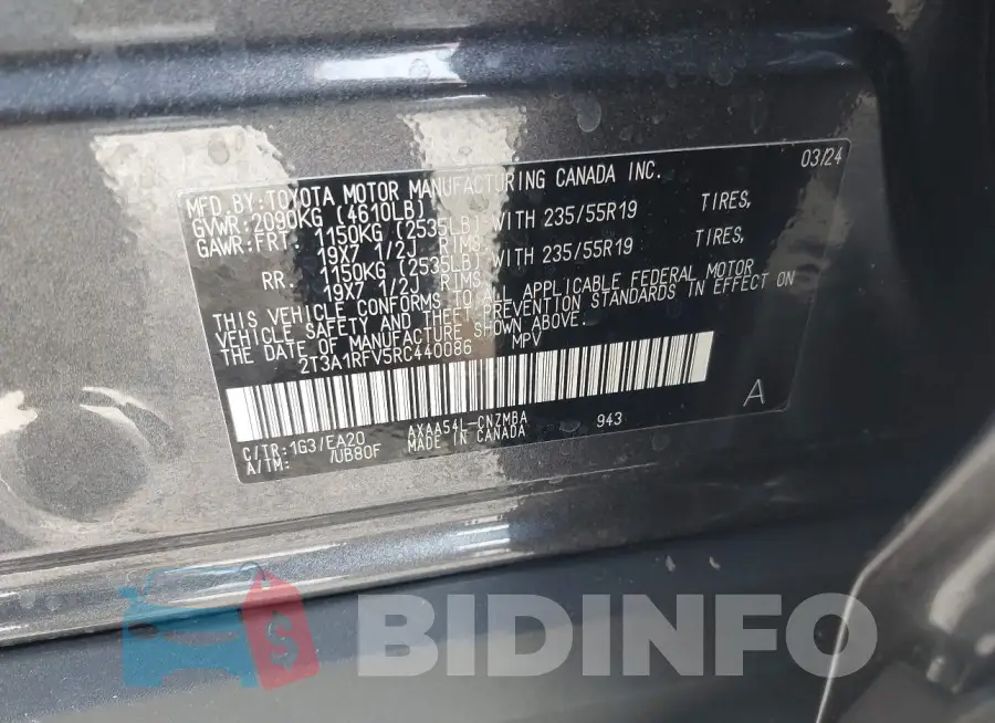 2T3A1RFV5RC440086 Photo# 9