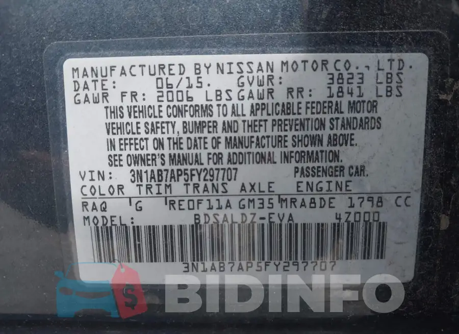 3N1AB7AP5FY297707 Photo# 9