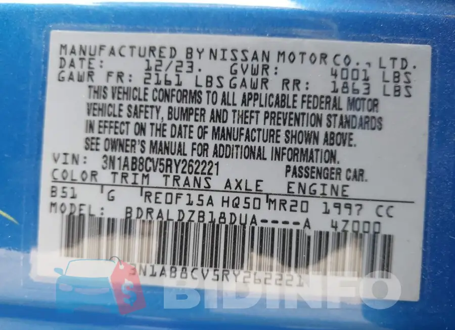 3N1AB8CV5RY262221 Photo# 9