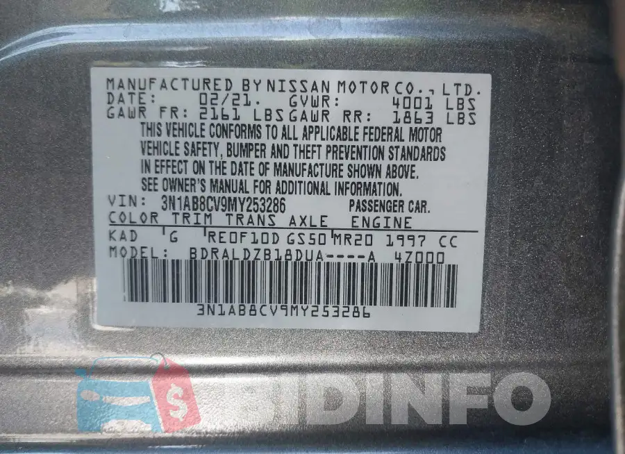 3N1AB8CV9MY253286 Photo# 9