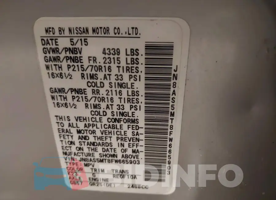 JN8AS5MT8FW665903 Photo# 9