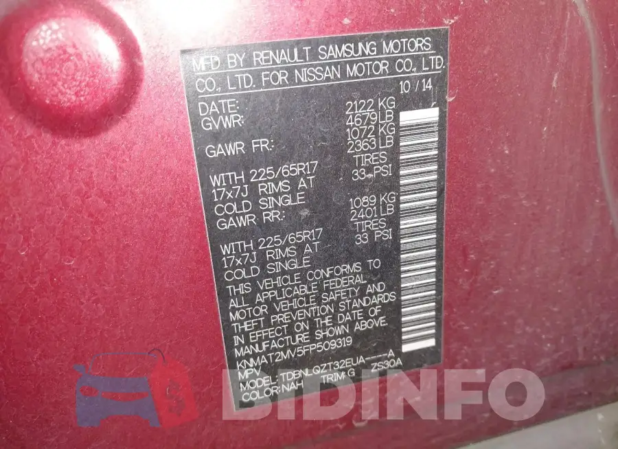 KNMAT2MV5FP509319 Photo# 9