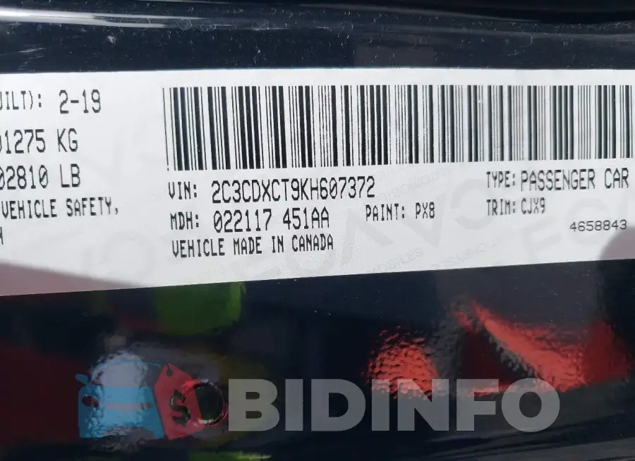 2C3CDXCT9KH607372 Photo# 9