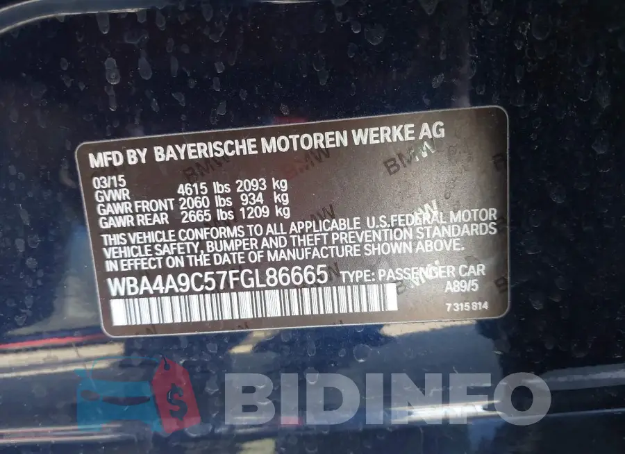 WBA4A9C57FGL86665 Photo# 9