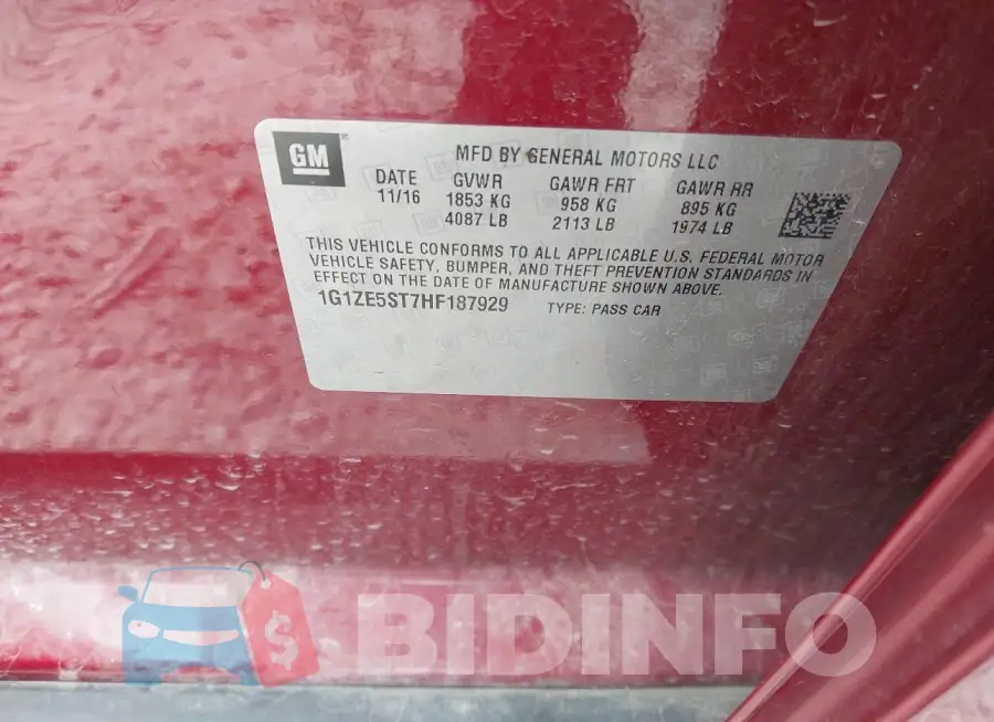 1G1ZE5ST7HF187929 Photo# 9