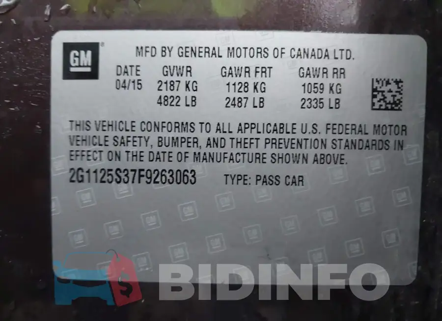 2G1125S37F9263063 Photo# 9