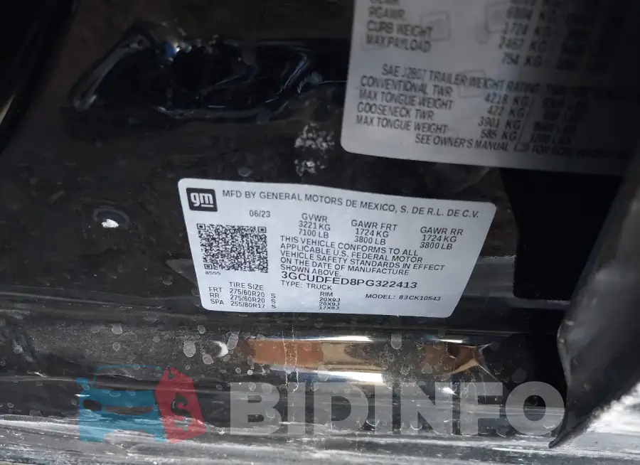 3GCUDFED8PG322413 Photo# 9