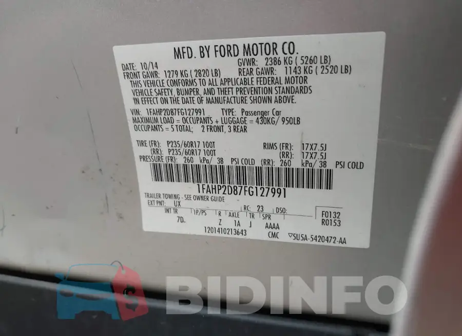 1FAHP2D87FG127991 Photo# 9