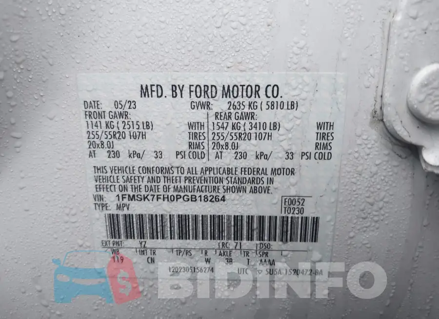 1FMSK7FH0PGB18264 Photo# 9