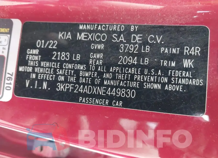 3KPF24ADXNE449830 Photo# 9