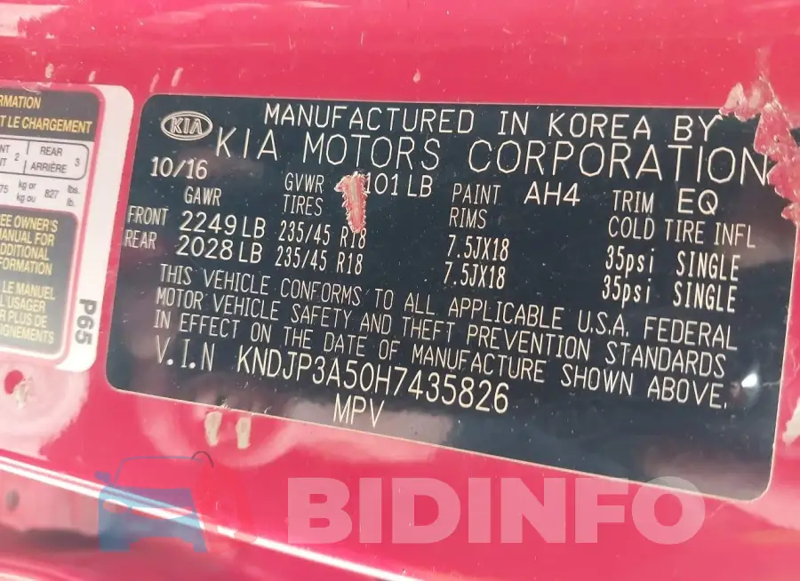 KNDJP3A50H7435826 Photo# 9