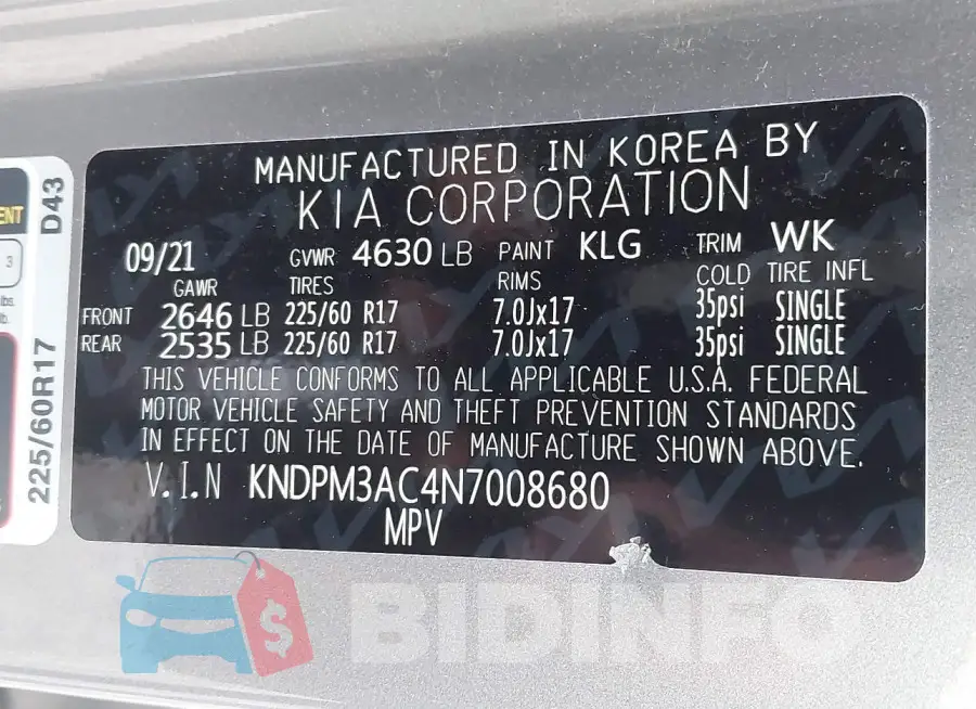 KNDPM3AC4N7008680 Photo# 9