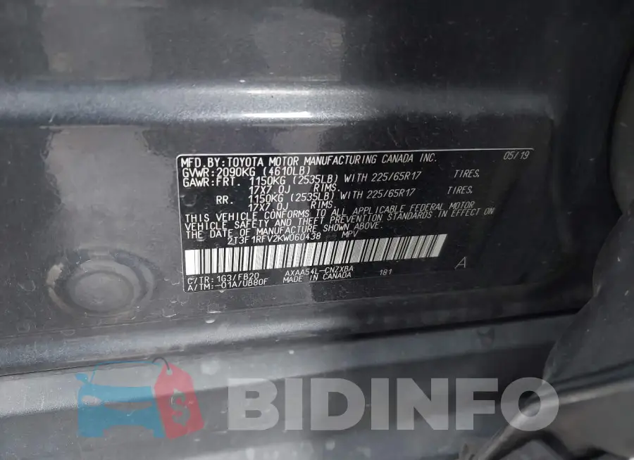 2T3F1RFV2KW060438 Photo# 9