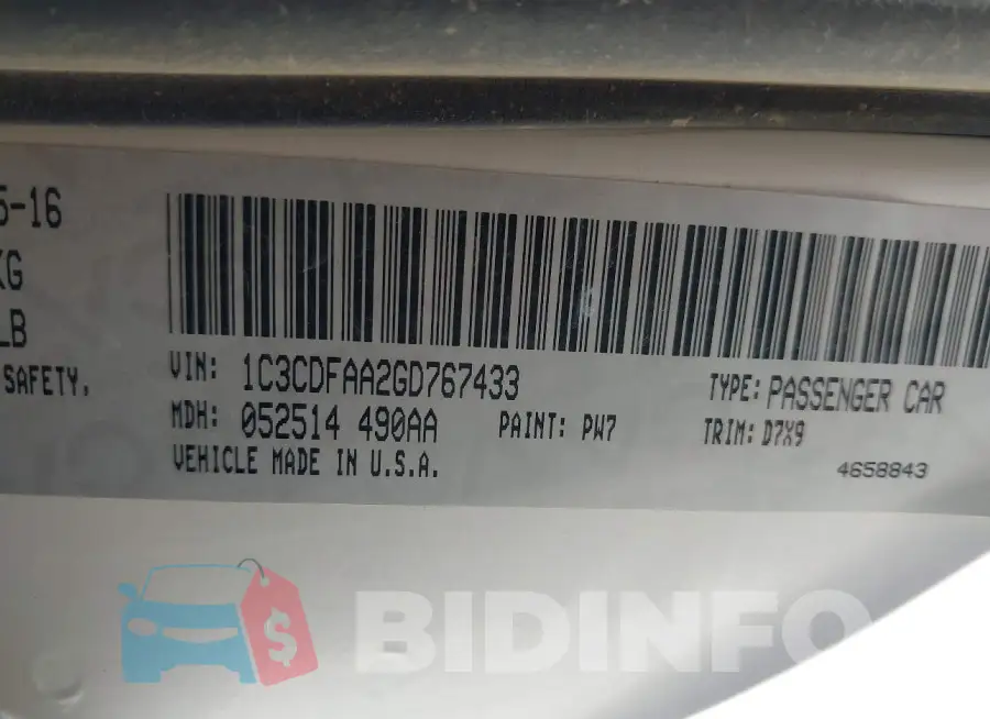 1C3CDFAA2GD767433 Photo# 9