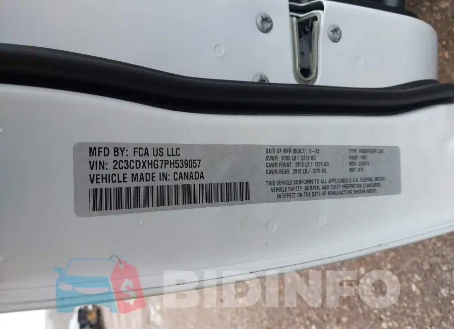2C3CDXHG7PH539057 Photo# 9