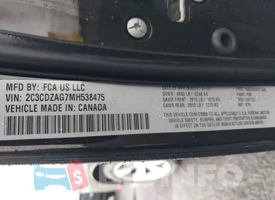 2C3CDZAG7MH538475 Photo# 9