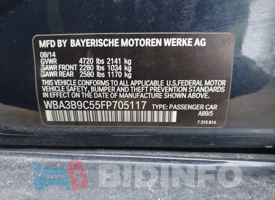 WBA3B9C55FP705117 Photo# 9