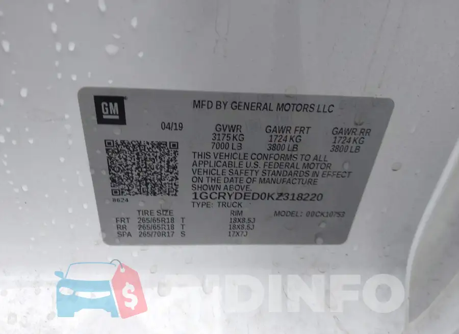 1GCRYDED0KZ318220 Photo# 9