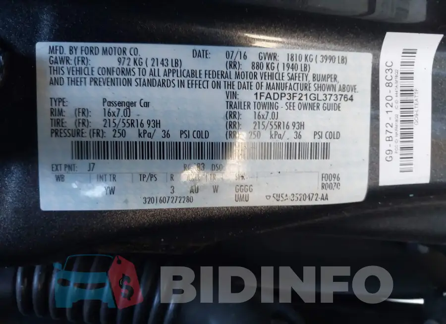 1FADP3F21GL373764 Photo# 9