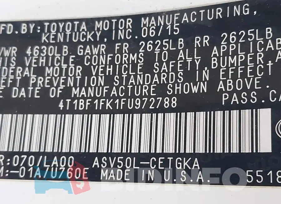 4T1BF1FK1FU972788 Photo# 9