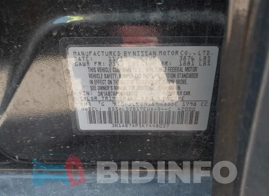 3N1AB7AP5KY448037 Photo# 9