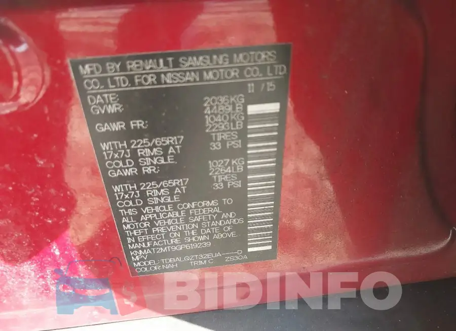 KNMAT2MT9GP619239 Photo# 9