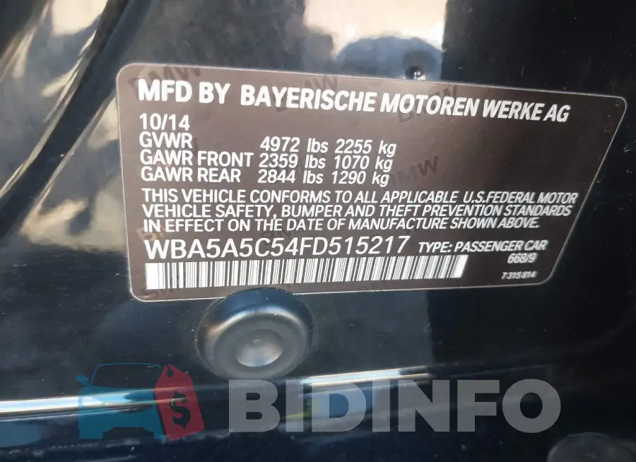 WBA5A5C54FD515217 Photo# 9