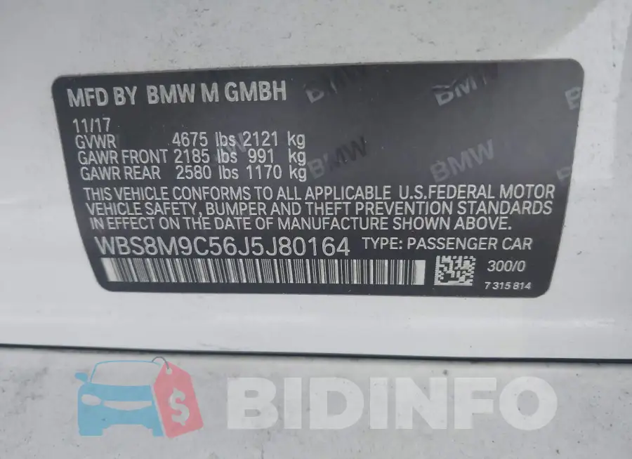 WBS8M9C56J5J80164 Photo# 9