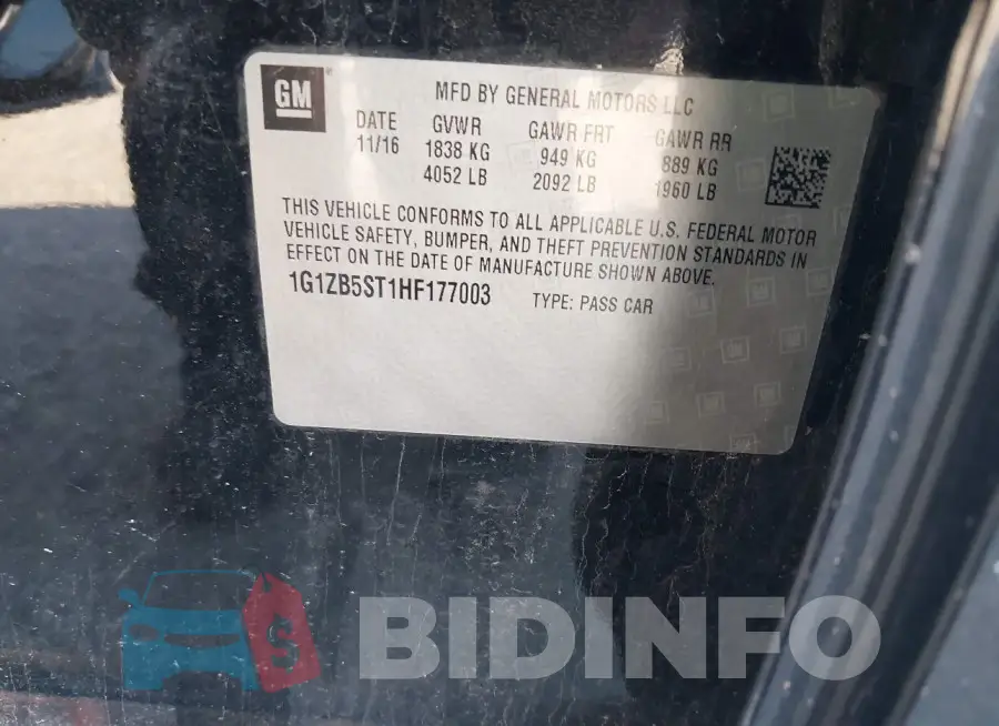 1G1ZB5ST1HF177003 Photo# 9